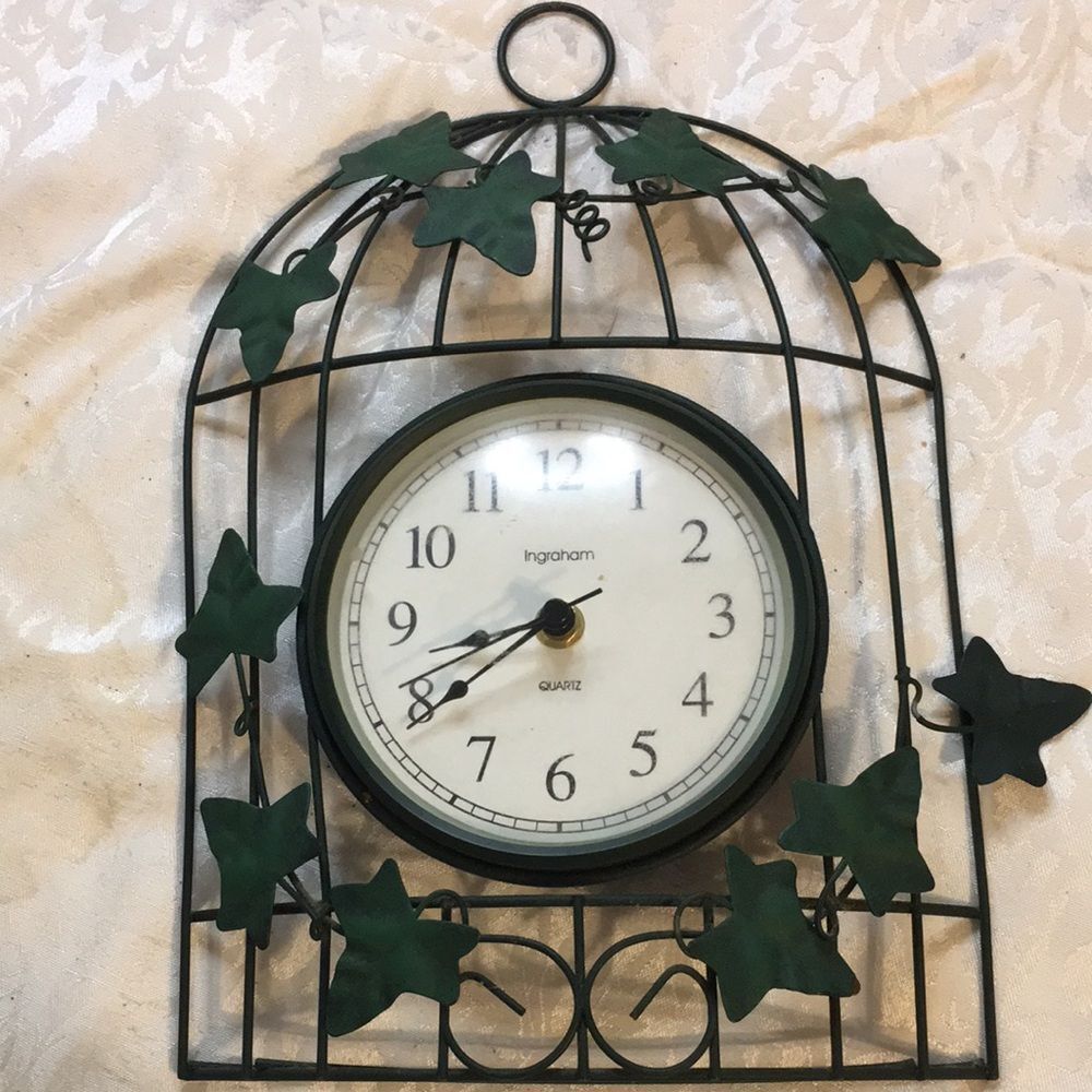 Vintage Birdcage Ingraham Quartz Wall Mantle Clock